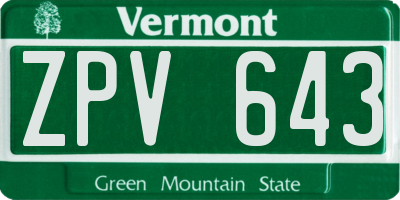 VT license plate ZPV643