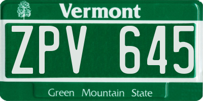 VT license plate ZPV645
