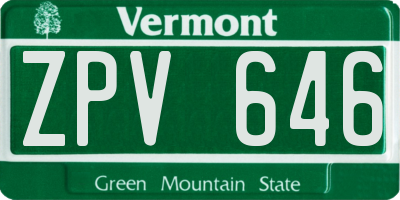 VT license plate ZPV646