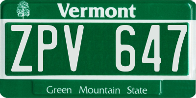 VT license plate ZPV647