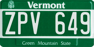 VT license plate ZPV649