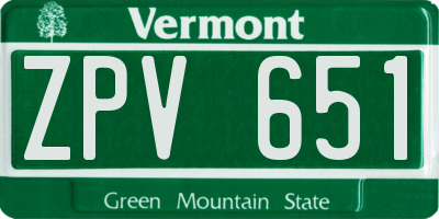 VT license plate ZPV651