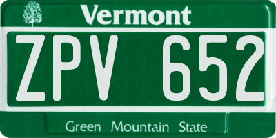 VT license plate ZPV652