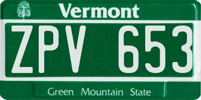 VT license plate ZPV653