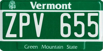 VT license plate ZPV655