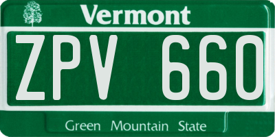 VT license plate ZPV660