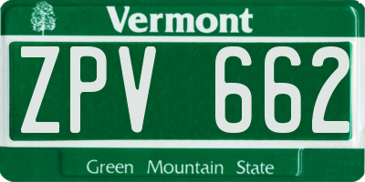 VT license plate ZPV662