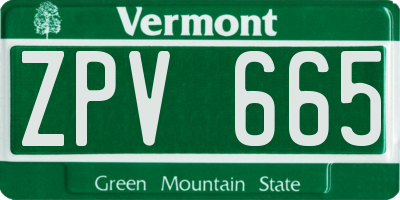 VT license plate ZPV665