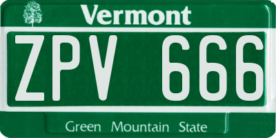 VT license plate ZPV666