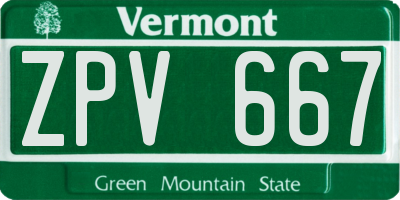 VT license plate ZPV667