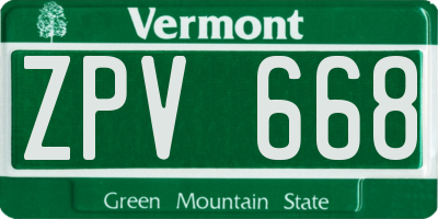VT license plate ZPV668