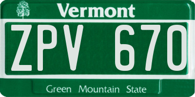 VT license plate ZPV670