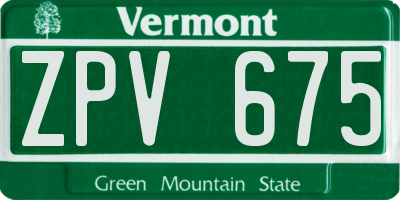 VT license plate ZPV675