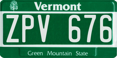 VT license plate ZPV676