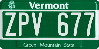 VT license plate ZPV677