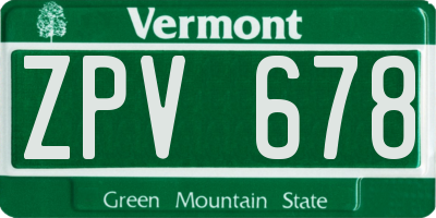 VT license plate ZPV678