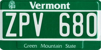 VT license plate ZPV680
