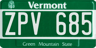 VT license plate ZPV685