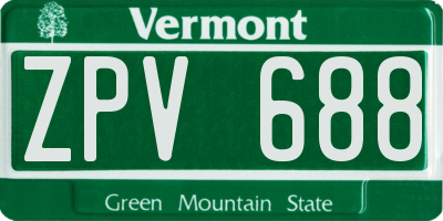 VT license plate ZPV688