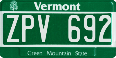 VT license plate ZPV692