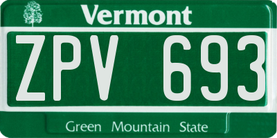 VT license plate ZPV693