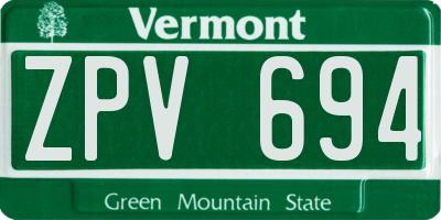 VT license plate ZPV694