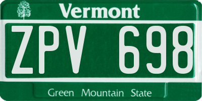 VT license plate ZPV698
