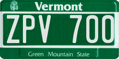 VT license plate ZPV700