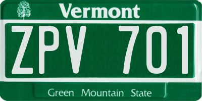 VT license plate ZPV701