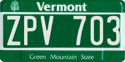 VT license plate ZPV703