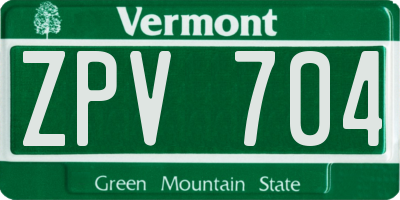 VT license plate ZPV704