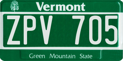 VT license plate ZPV705