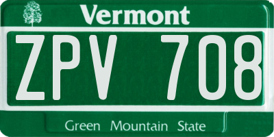 VT license plate ZPV708