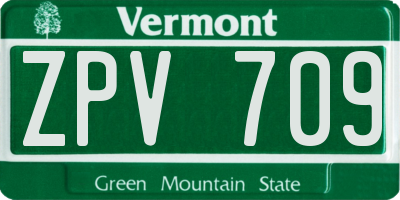 VT license plate ZPV709