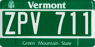 VT license plate ZPV711