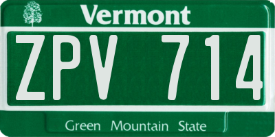 VT license plate ZPV714