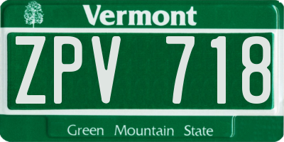 VT license plate ZPV718