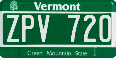 VT license plate ZPV720