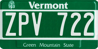 VT license plate ZPV722