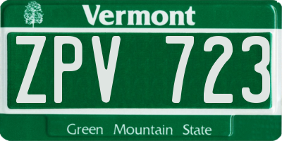 VT license plate ZPV723