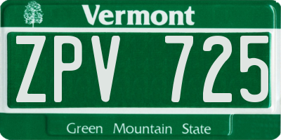 VT license plate ZPV725