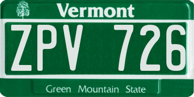 VT license plate ZPV726