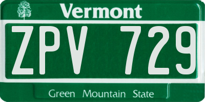 VT license plate ZPV729