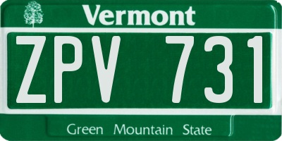 VT license plate ZPV731