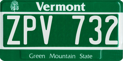 VT license plate ZPV732