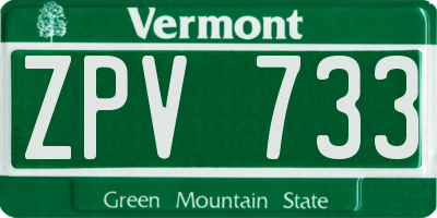 VT license plate ZPV733
