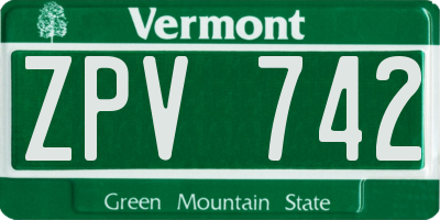 VT license plate ZPV742