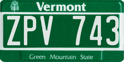 VT license plate ZPV743