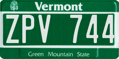 VT license plate ZPV744