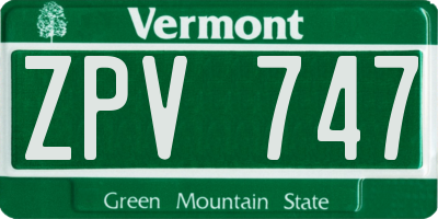 VT license plate ZPV747